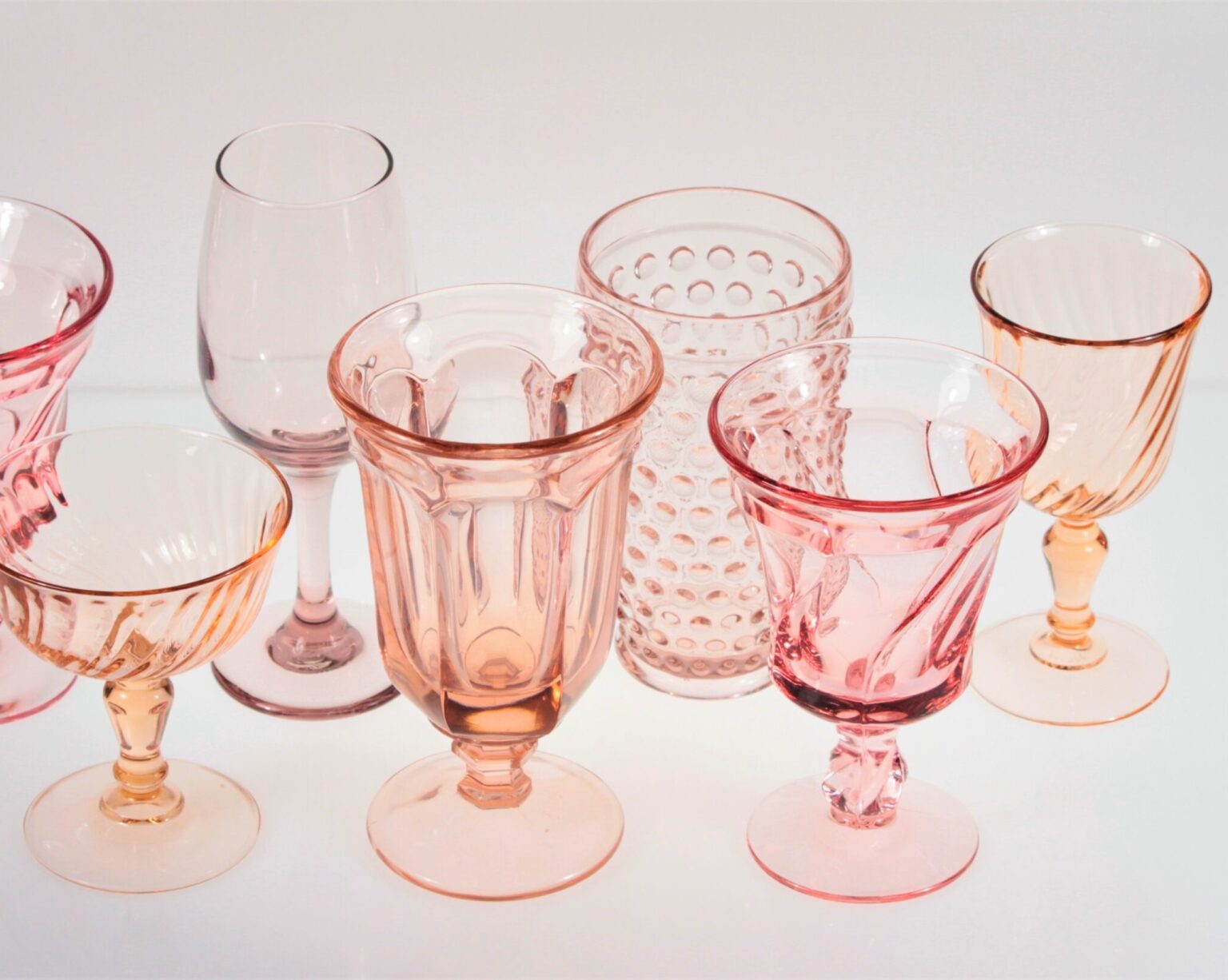 Vintage Pink Goblets Echo Event Rentals