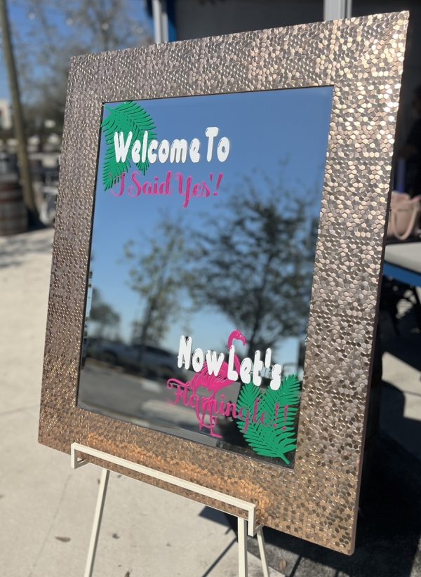Modern Rose Gold Welcome Mirror